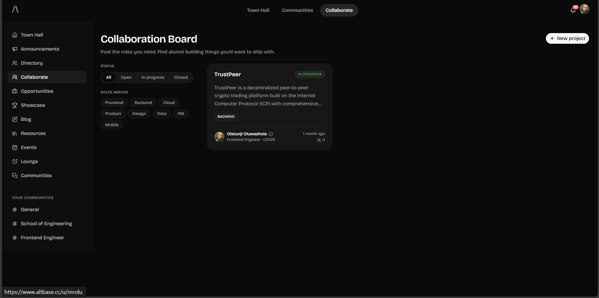 AltBase collaboration view