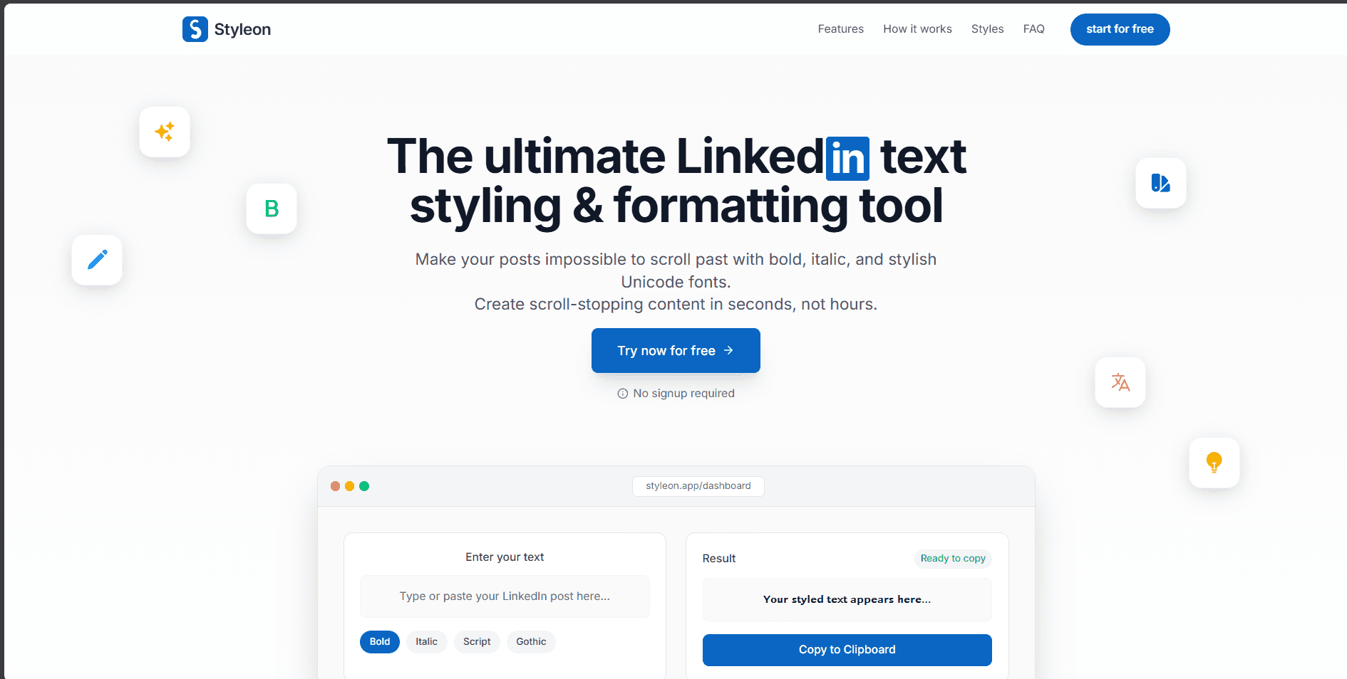 Styleon text styling interface