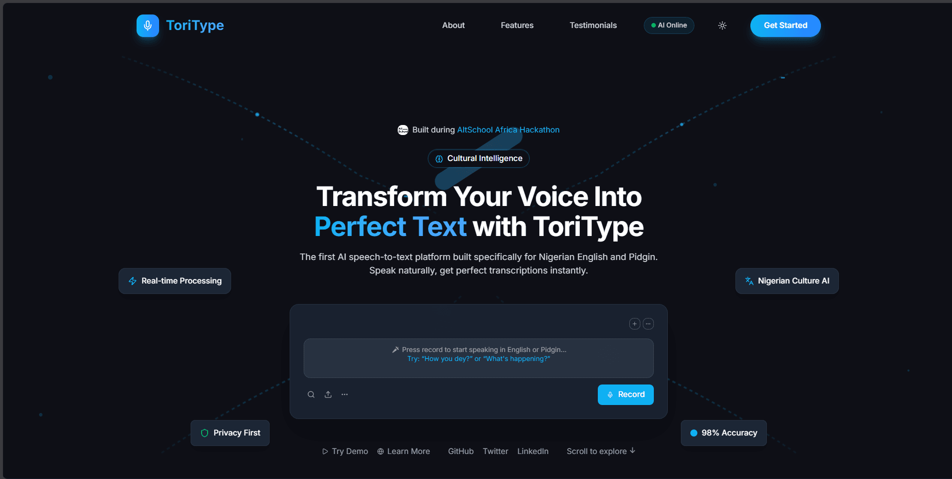 Toritype transcription dashboard